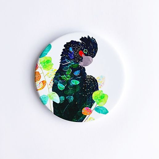 Red-Tailed Black Cockatoo Ceramic Coaster