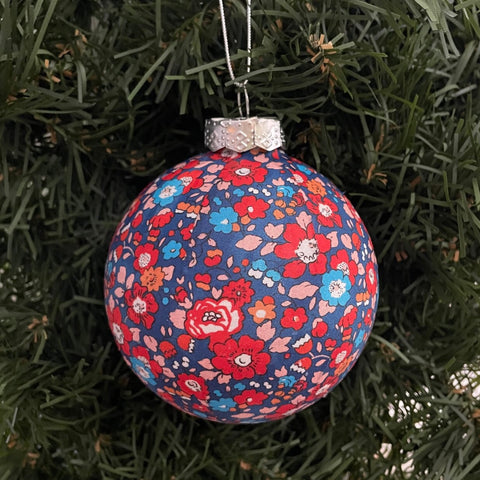 LIBERTY CHRISTMAS BAUBLE 'BETSY ANN' RED & BLUE