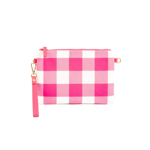 Capri - Pink & White Gingham Large Crossbody Bag