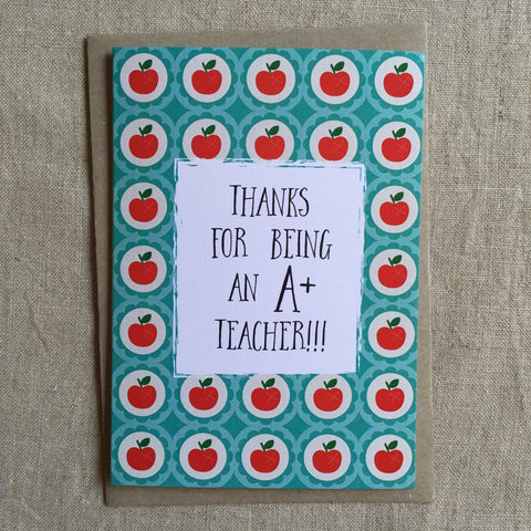 Thanks for Being an A+ Teacher Card
